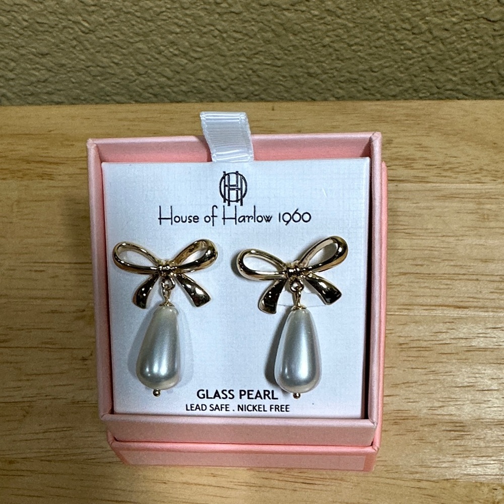 House of Harlow 1960 Gold and Pearl Earrings